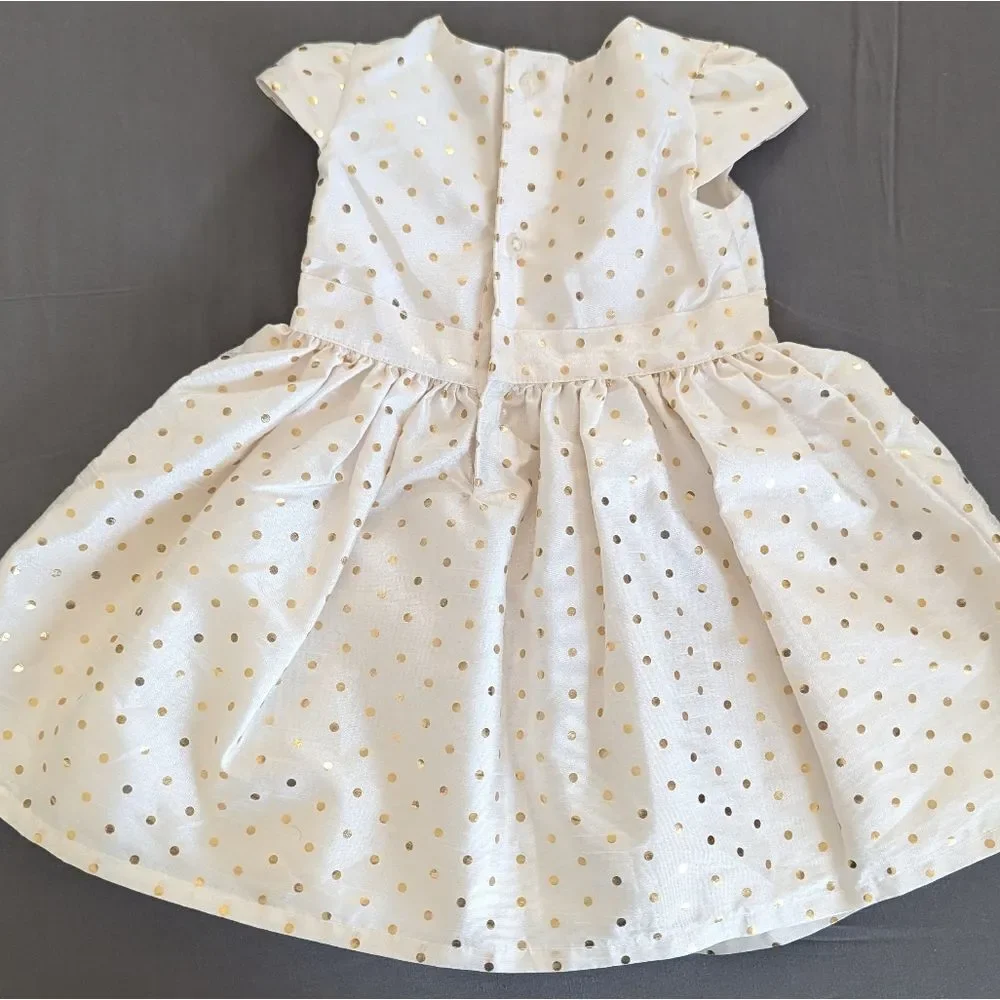 Carter's Baby Girls Bow Holiday Dress Cream Gold 9M